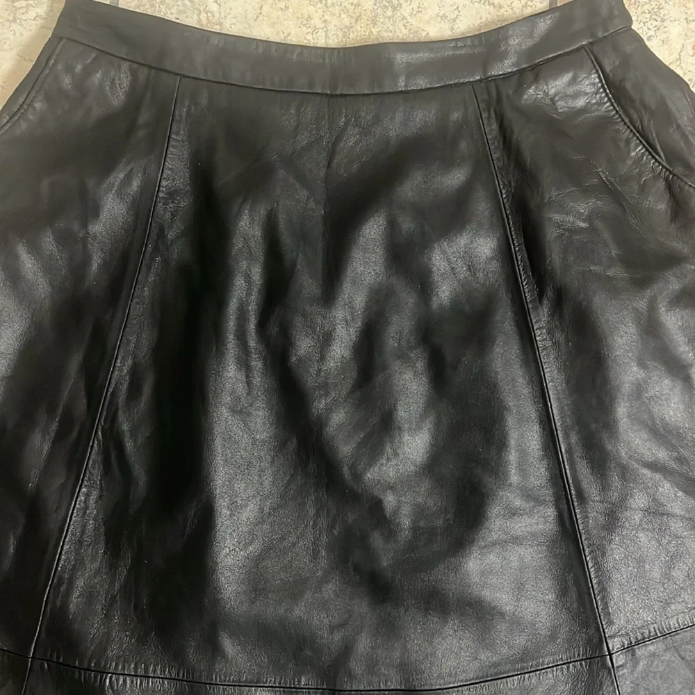 ASOS 100% Leather Skirt with side pockets, size 8